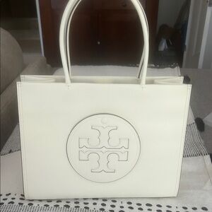 Tory Burch white logo bag